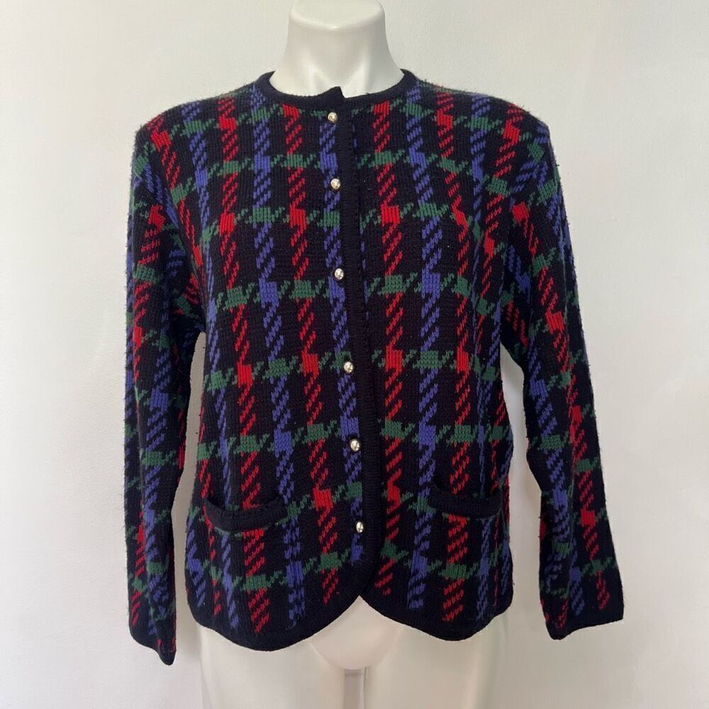 Worthington 80s 90s Houndstooth Cardigan